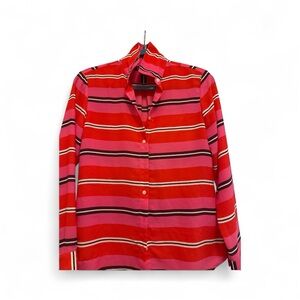 Red and Pink Striped Button-Up Shirt Banana Republic XS